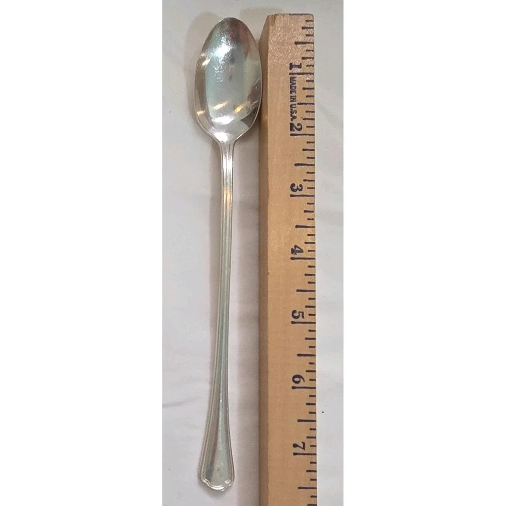 Reed & Barton French Scroll Silverplate Spoon Set 4 Iced Tea 4 Teaspoons 8pc